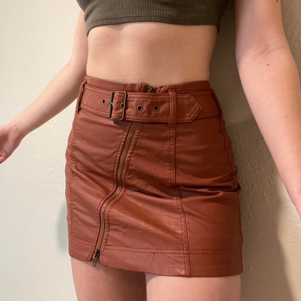 Free People "Feelin Fresh" Faux Leather Mini Skirt